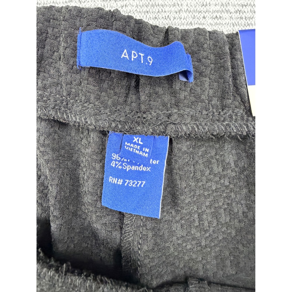 Apt. 9 Womens XL Black Textured Jacquard Jogger Pants Gold Zip Pockets MSRP $48 - Picture 5 of 16